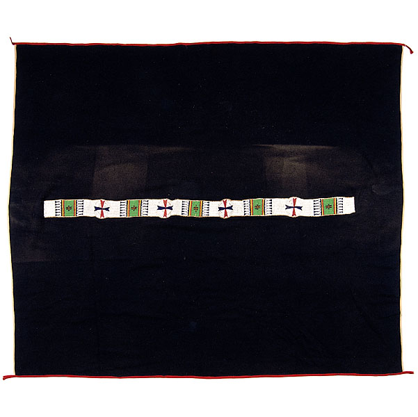 Sioux Beaded Blanket Strip on Wool 1610d1
