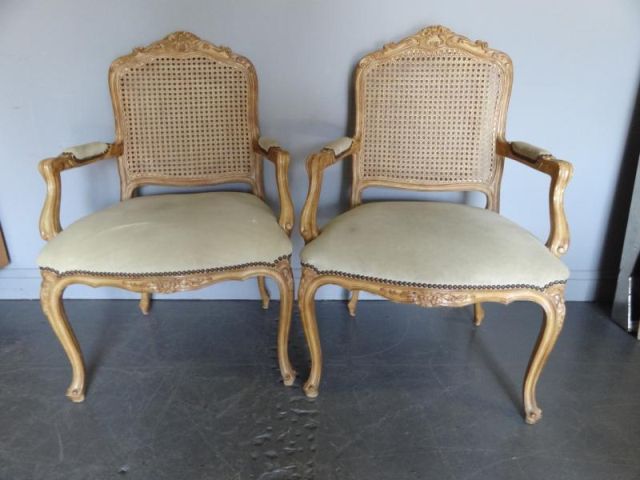 Pair of French Style Open Arm Chairs From 1614a5