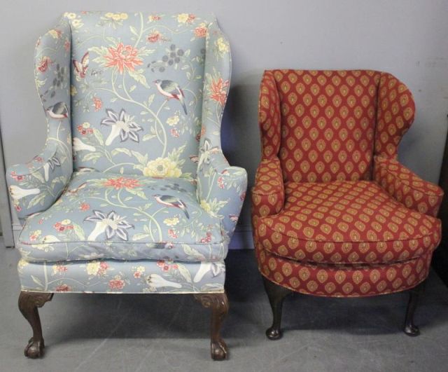 Two Vintage Mahogany Wing Chairs.One