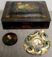 Antique Papier Mache Hinged Box with