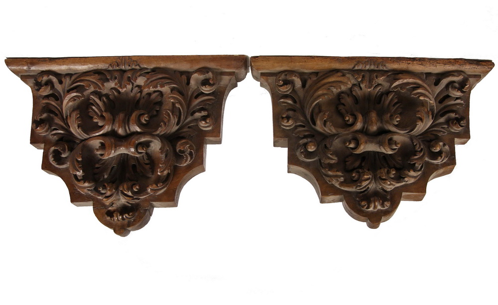 PAIR CARVED WOOD ARCHITECTURAL 161899