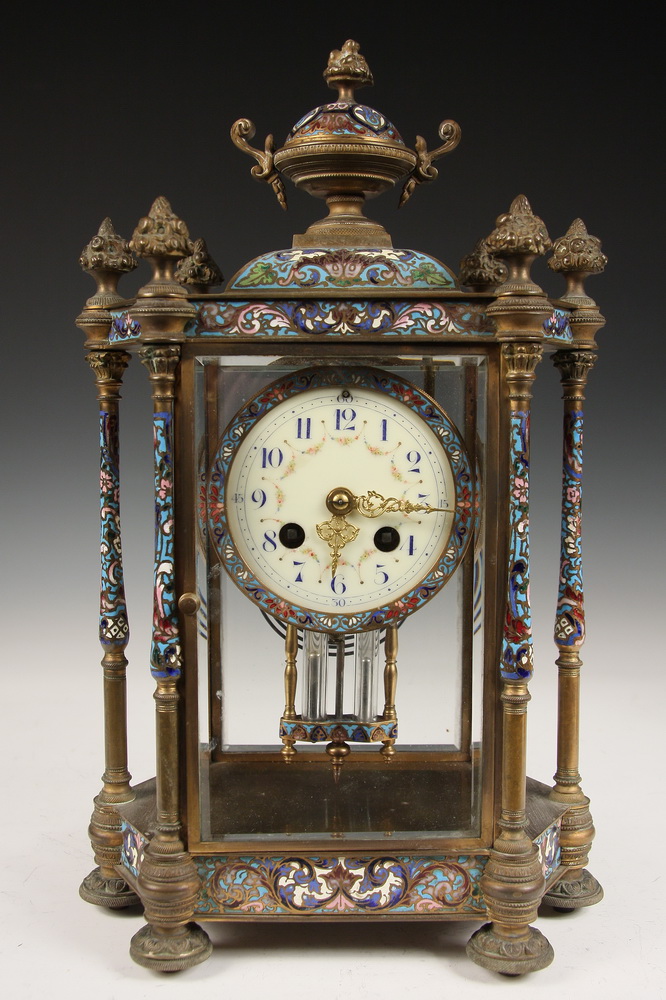 FRENCH MANTEL CLOCK French Champleve 1619fe