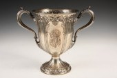 LARGE STERLING SILVER LOVING CUP - Chased