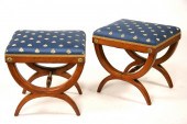 PAIR CONTINENTAL UPHOLSTERED STOOLS 161c45