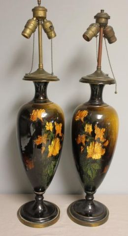 Pair of Large Art Pottery Lamps