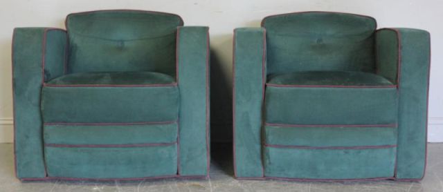 Pair of Art Deco Revival Upholstered 15fa54
