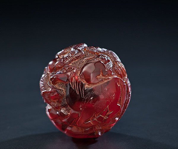 Chinese Amber Zodiac Ball Chinese a carved