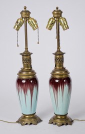 Ceramic Lamp Bases 20th century a pair