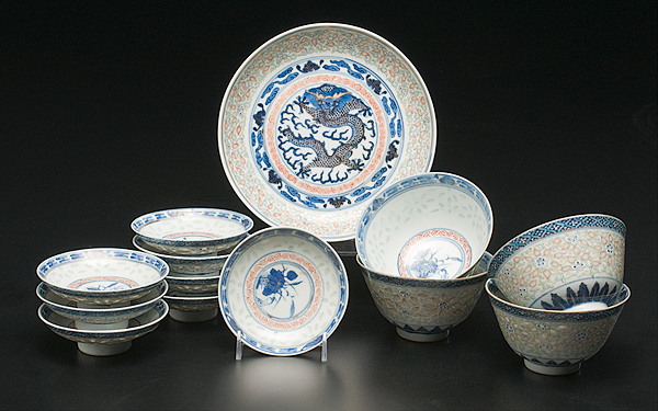 Chinese Rice Bowls and Plate Chinese a group