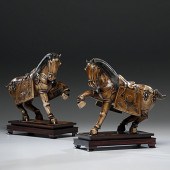 Chinese Ivory Horses Chinese. A pair
