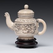 Chinese Carved Ivory Teapot Chinese.