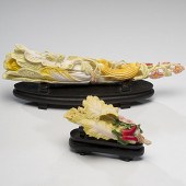 Chinese Polychrome Ivory and Bone Cabbages