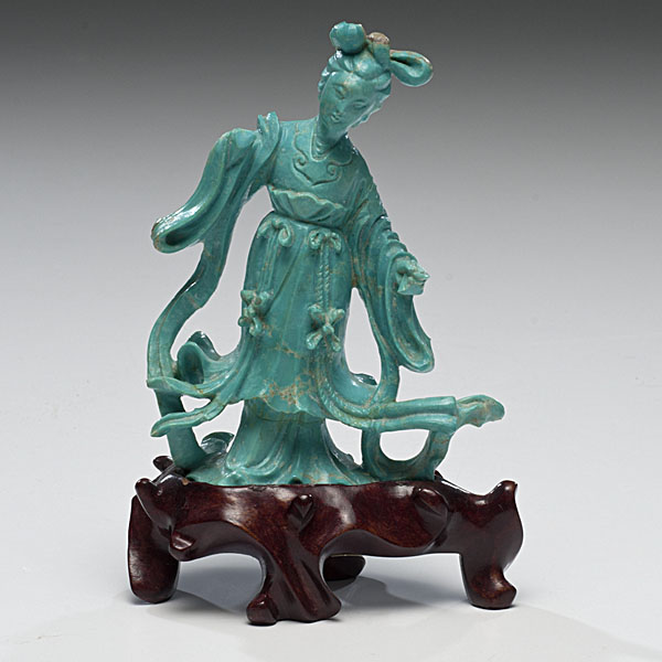 Chinese Carved Turquoise Guanyin 16000c