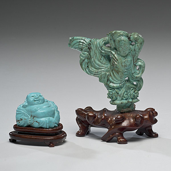 Chinese Turquoise Figural Carvings 16000d