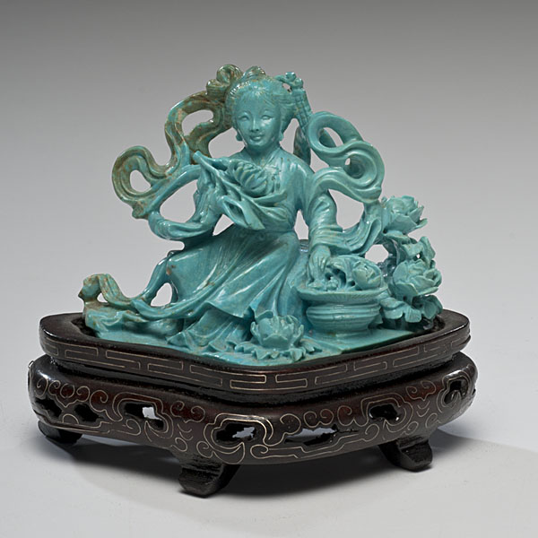 Chinese Carved Turquoise Guanyin 16000b