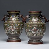 Champleve Over Bronze Vases Chinese