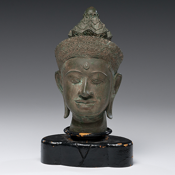 Thai Bronze Buddha Head Thai an 160077