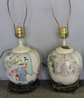 A Pair of Asian Porcelain Lamps Possibly 160262