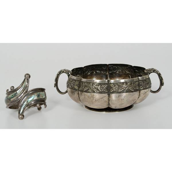 Mexican Sterling Bowl and Bracelet 1602b8