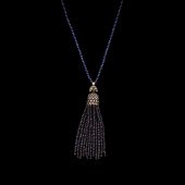 Sapphire Bead Tassel Necklace Tassel 16031a