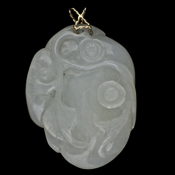 Carved White Nephrite Jade Pendant 160371