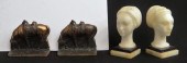 Two pair bookends including marble heads