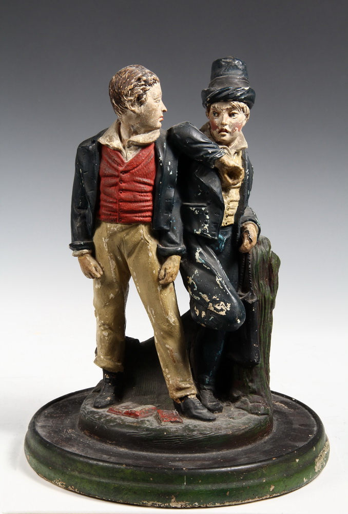 PAINTED PLASTER GROUP of two boys  163884