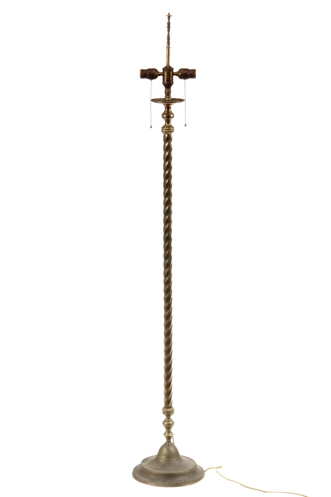 19TH C BRASS CANDLESTAND AS FLOORLAMP 1638aa