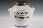 18TH C TOBACCO JAR - Tin Glazed Delft
