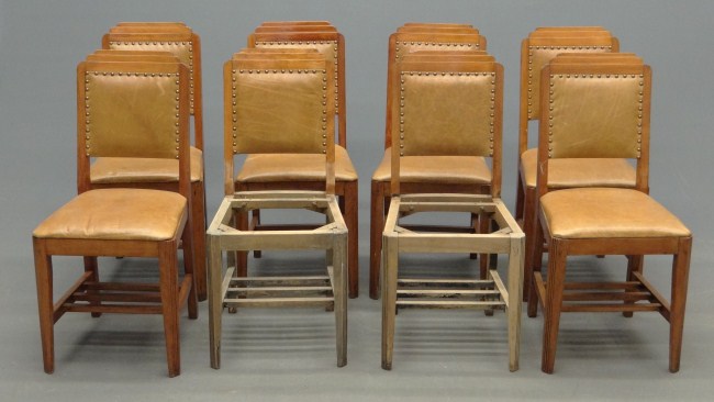 Set of eight Art Deco chairs. (two missing