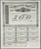 UNCLIPPED CONFEDERATE BOND - 100 Dollar