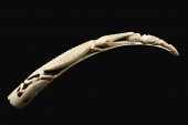 CARVED ELEPHANT TUSK - Late 19th c.