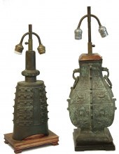  2 CAST BRONZE CHINESE TABLE LAMPS 162b42