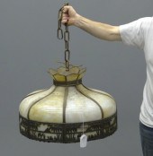 Victorian slag glass hanging chandelier.