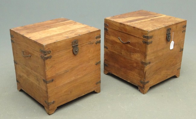Pair Asian wooden trunks 19  165feb