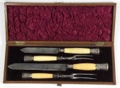 A silver mounted carving set Sheffield