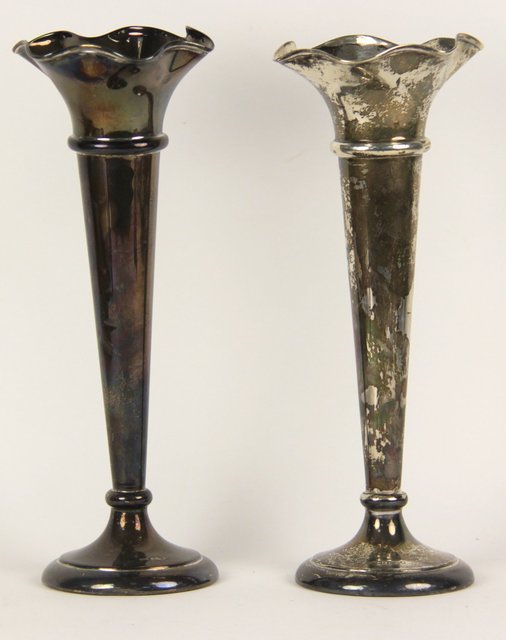 A large pair of silver spill vases 164902