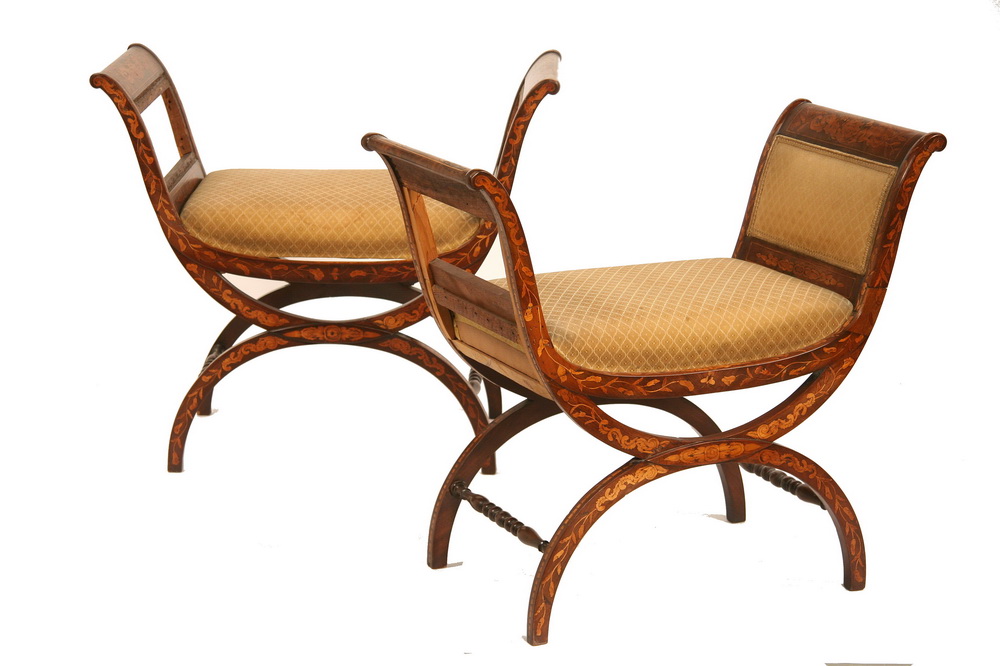 PAIR MARQUETRY WINDOWSEATS Pair 165224