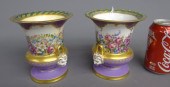 Pair early painted Dresden urns. 6