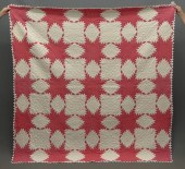 19th c. geometric quilt with embroidered