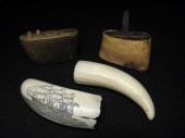 Lot of assorted scrimshaw carvings and