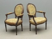 Pair French provincial chairs. 16