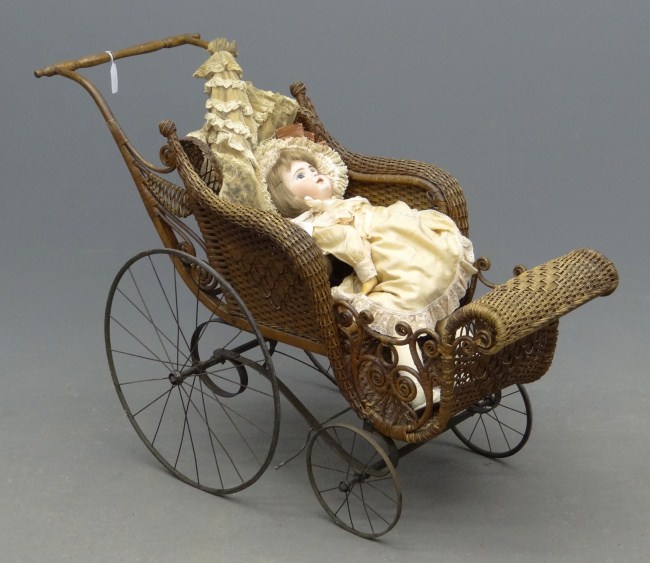 Victorian wicker baby carriage