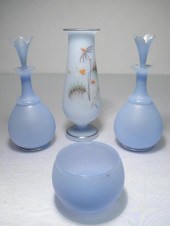 Assorted blue art glass vases and 16b43b