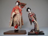 Two Japanese Kabuki dolls. One large