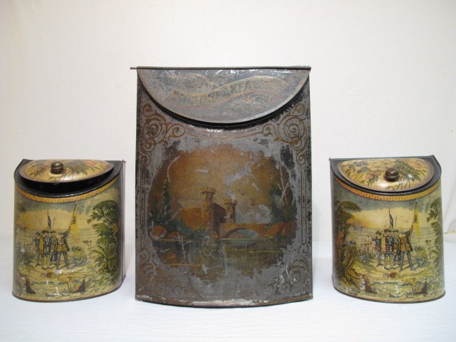 Antique tin tea cannisters or caddies 16bafa