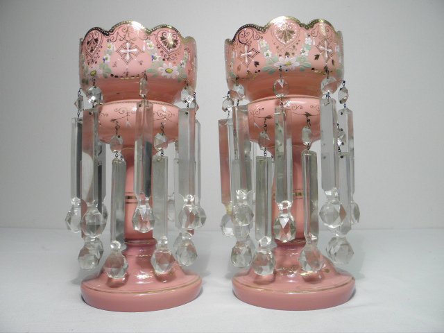 Pair of Victorian pink art glass 16bc22