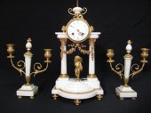French carved marble mantle clock 16998a