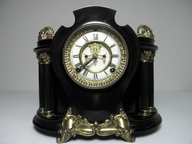 Ansonia Clock Co black lacquer 16d110