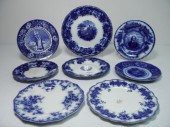 Lot of eight assorted flow blue plates.
